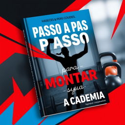 A dynamic and motivational book cover for 'Passo a Passo para Montar sua Academia'