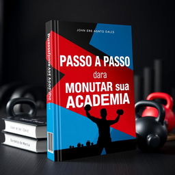 A dynamic and motivational book cover for 'Passo a Passo para Montar sua Academia'