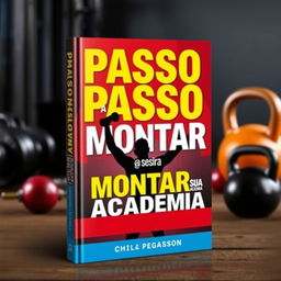 A dynamic and motivational book cover for 'Passo a Passo para Montar sua Academia'