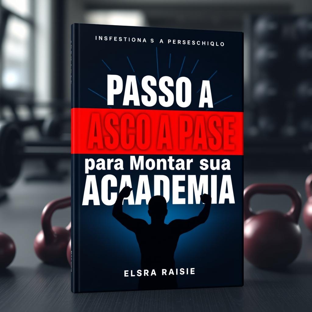 A dynamic and motivational book cover for 'Passo a Passo para Montar sua Academia'