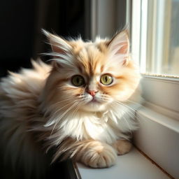 A close-up portrait of a fluffy and adorable Persian cat with big, expressive eyes