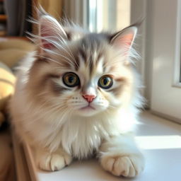 A close-up portrait of a fluffy and adorable Persian cat with big, expressive eyes