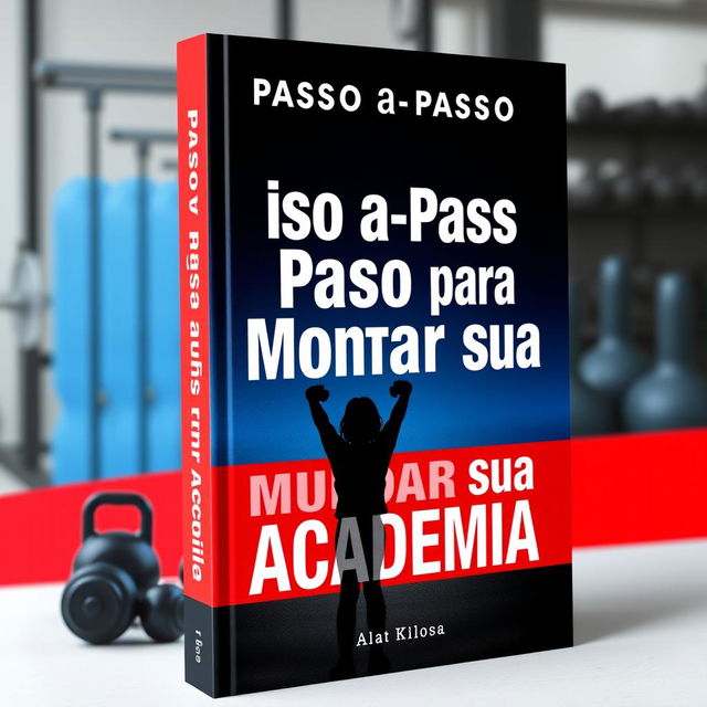 A dynamic and motivational book cover for 'Passo a Passo para Montar sua Academia'