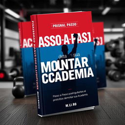 A dynamic and motivational book cover for 'Passo a Passo para Montar sua Academia'