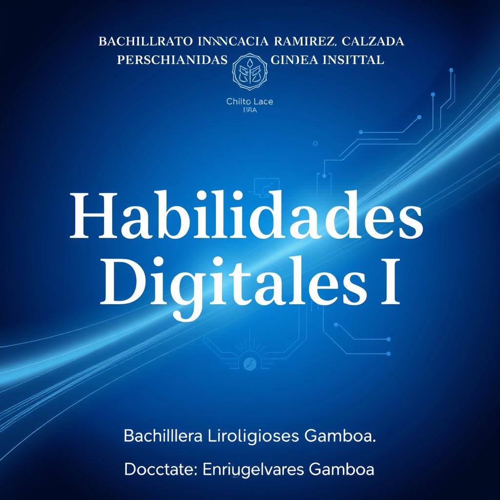 A high-quality digital poster showcasing the text "Bachillerato Ignacio Ramirez Calzada\nHabilidades Digitales I\nDocente: Enrique Olivares Gamboa" in an elegant and modern font