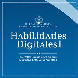 A high-quality digital poster showcasing the text "Bachillerato Ignacio Ramirez Calzada\nHabilidades Digitales I\nDocente: Enrique Olivares Gamboa" in an elegant and modern font