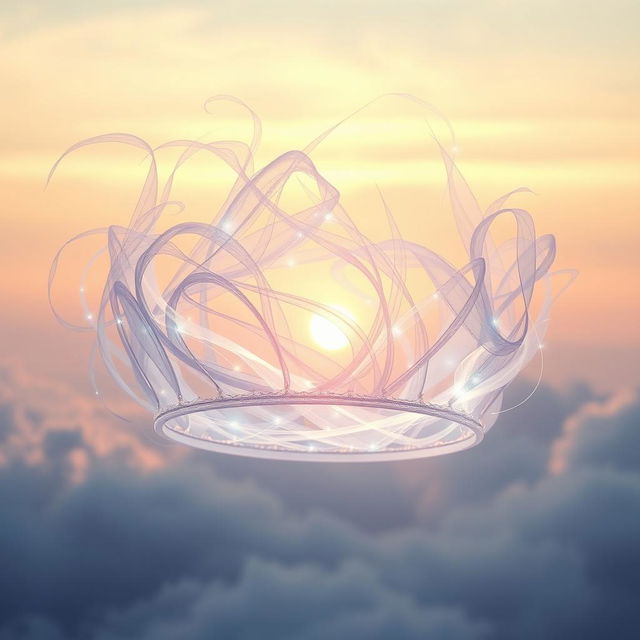 an ethereal crown made of swirling, translucent wind, glowing softly with mystical energy