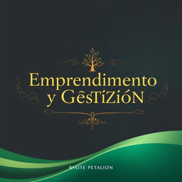 A sophisticated and detailed book cover design for 'Emprendimiento y Gestión', featuring an elegant serif font for the title that conveys professionalism and modernity