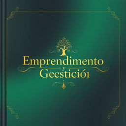 A sophisticated and detailed book cover design for 'Emprendimiento y Gestión', featuring an elegant serif font for the title that conveys professionalism and modernity