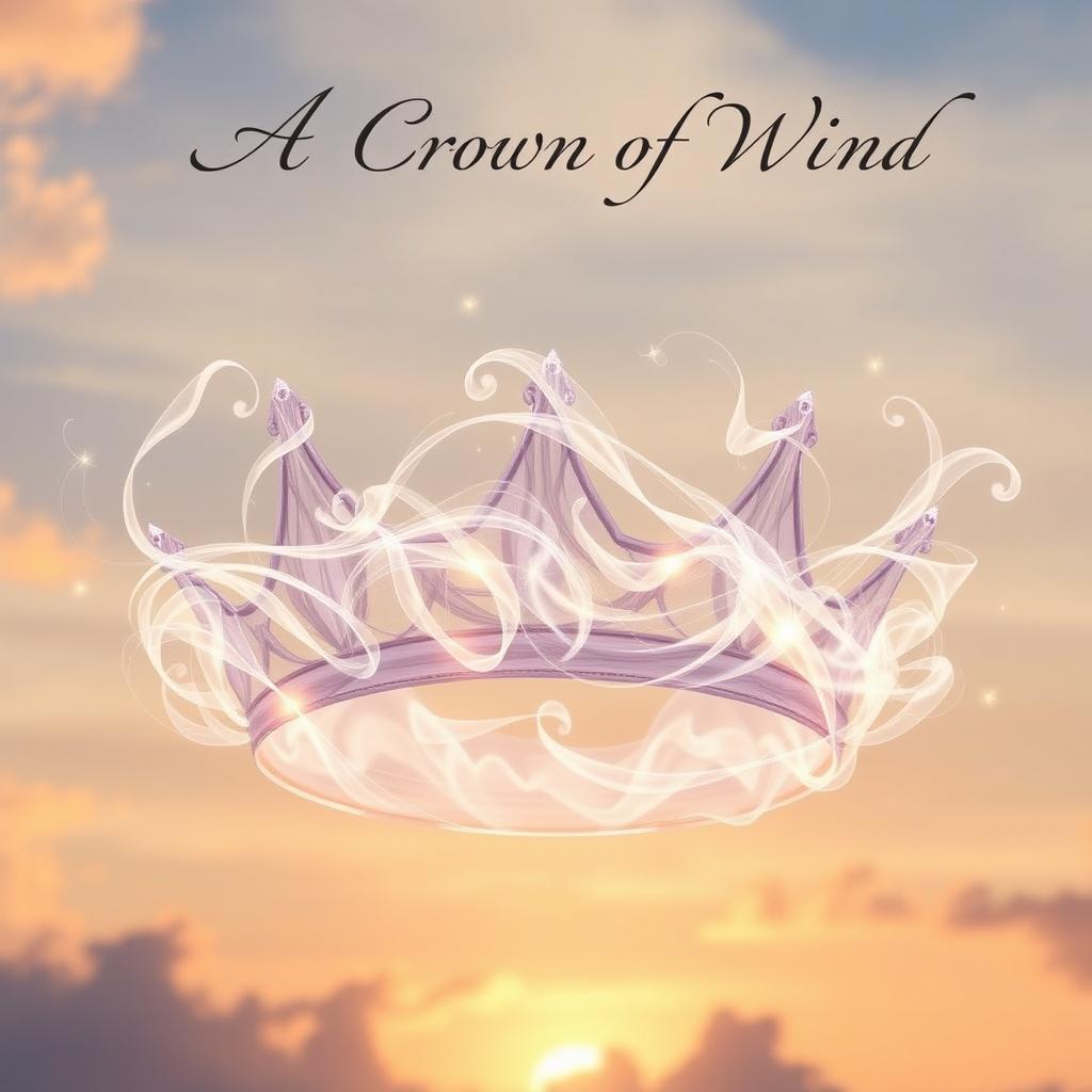 an ethereal crown made of swirling, translucent wind, glowing softly with mystical energy