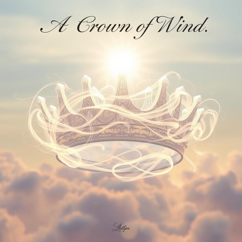 an ethereal crown made of swirling, translucent wind, glowing softly with mystical energy