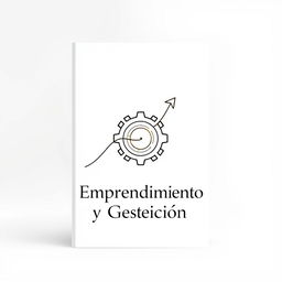 An elegant yet simple book cover for 'Emprendimiento y Gestión', featuring minimalist line drawings