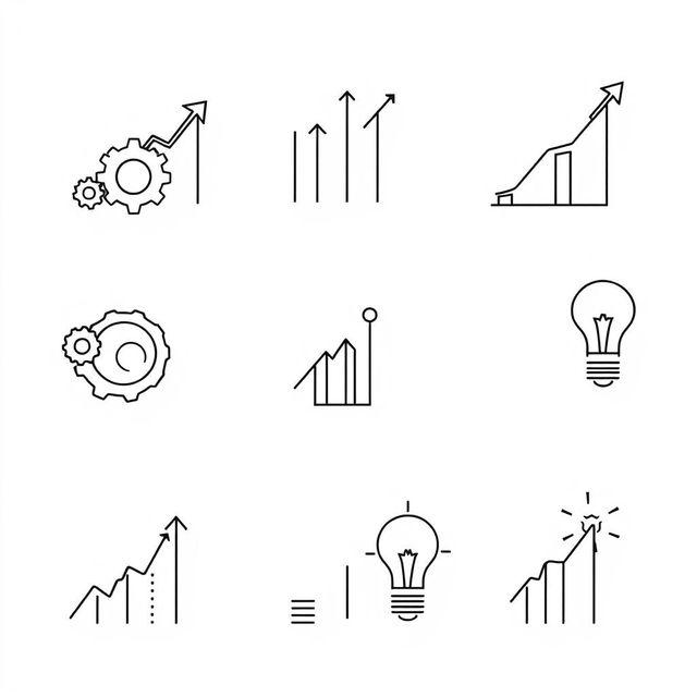 A collection of simple and elegant illustrations related to entrepreneurship and management