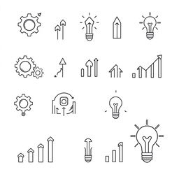 A collection of simple and elegant illustrations related to entrepreneurship and management