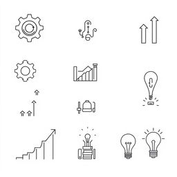 A collection of simple and elegant illustrations related to entrepreneurship and management