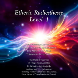 A mystical and captivating workbook cover for Etheric Radiesthesis Level 1, designed for an institution that offers therapeutic learning