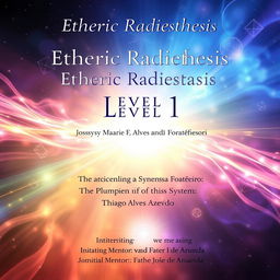 A mystical and captivating workbook cover for Etheric Radiesthesis Level 1, designed for an institution that offers therapeutic learning