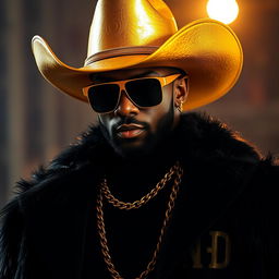 A magnificent hip-hop cowboy exuding style and confidence