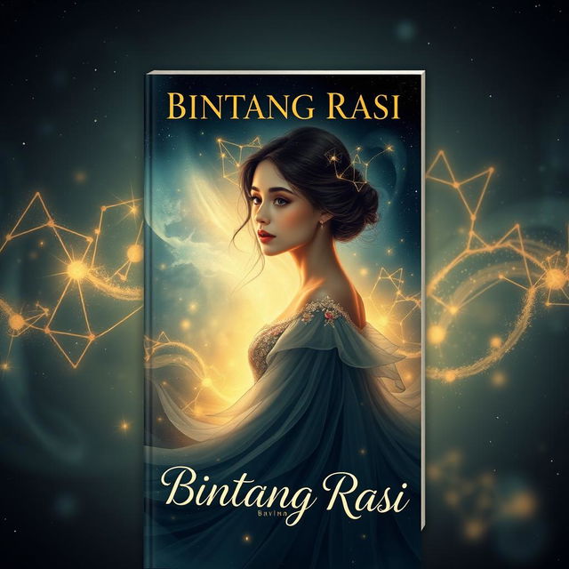 A beautifully designed book cover titled 'Bintang Rasi' with an aesthetic and fantasy-filled theme