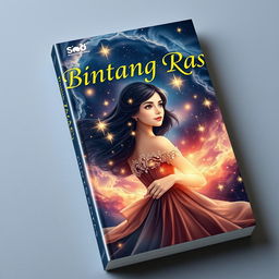 A beautifully designed book cover titled 'Bintang Rasi' with an aesthetic and fantasy-filled theme