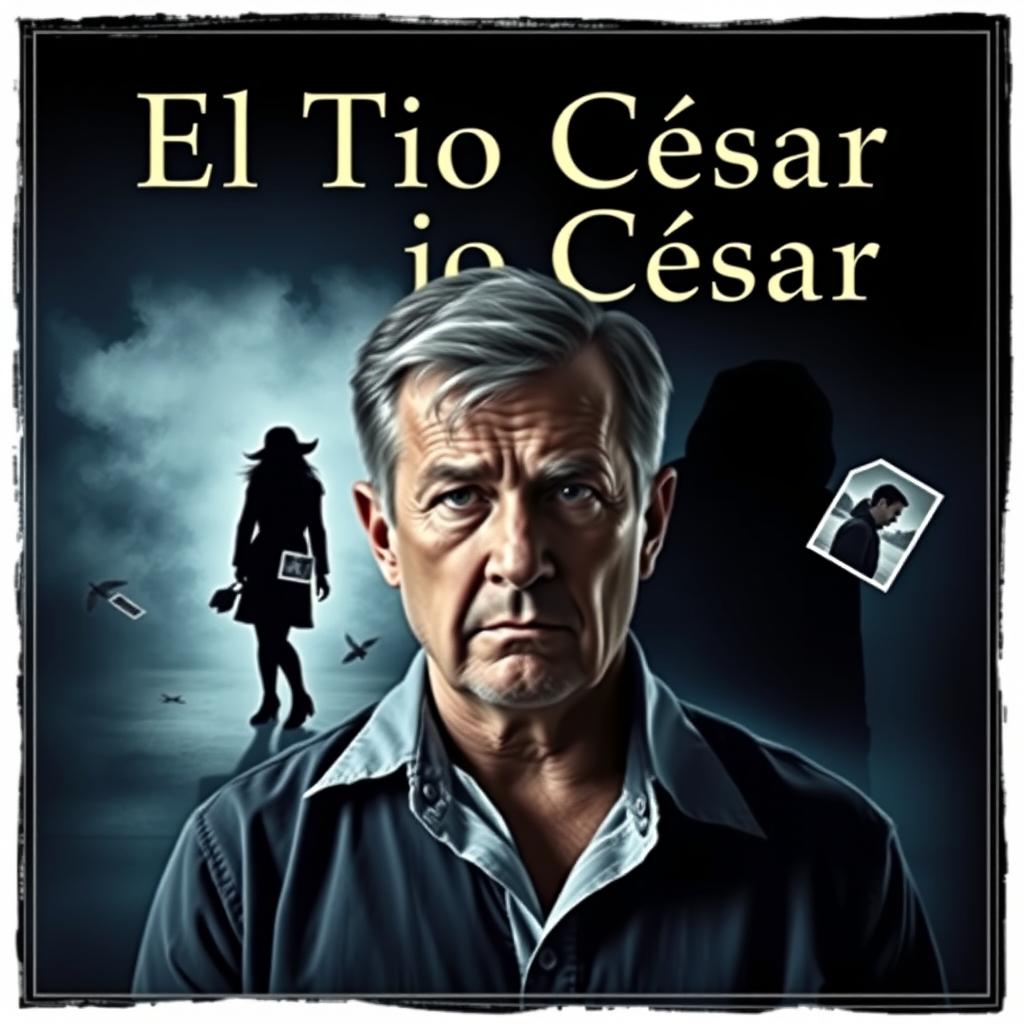 A dramatic and intense book cover for a novel titled 'El Tío César'