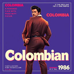 A movie poster featuring a Colombian man with a noticeable face scar