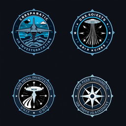 Multiple badges designed for an air phenomenon investigation unit