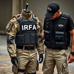 A special combat suit emblazoned with "IRFA (Investigação e Registo de Fenómenos Aereos)" displayed prominently