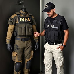 A special combat suit emblazoned with "IRFA (Investigação e Registo de Fenómenos Aereos)" displayed prominently