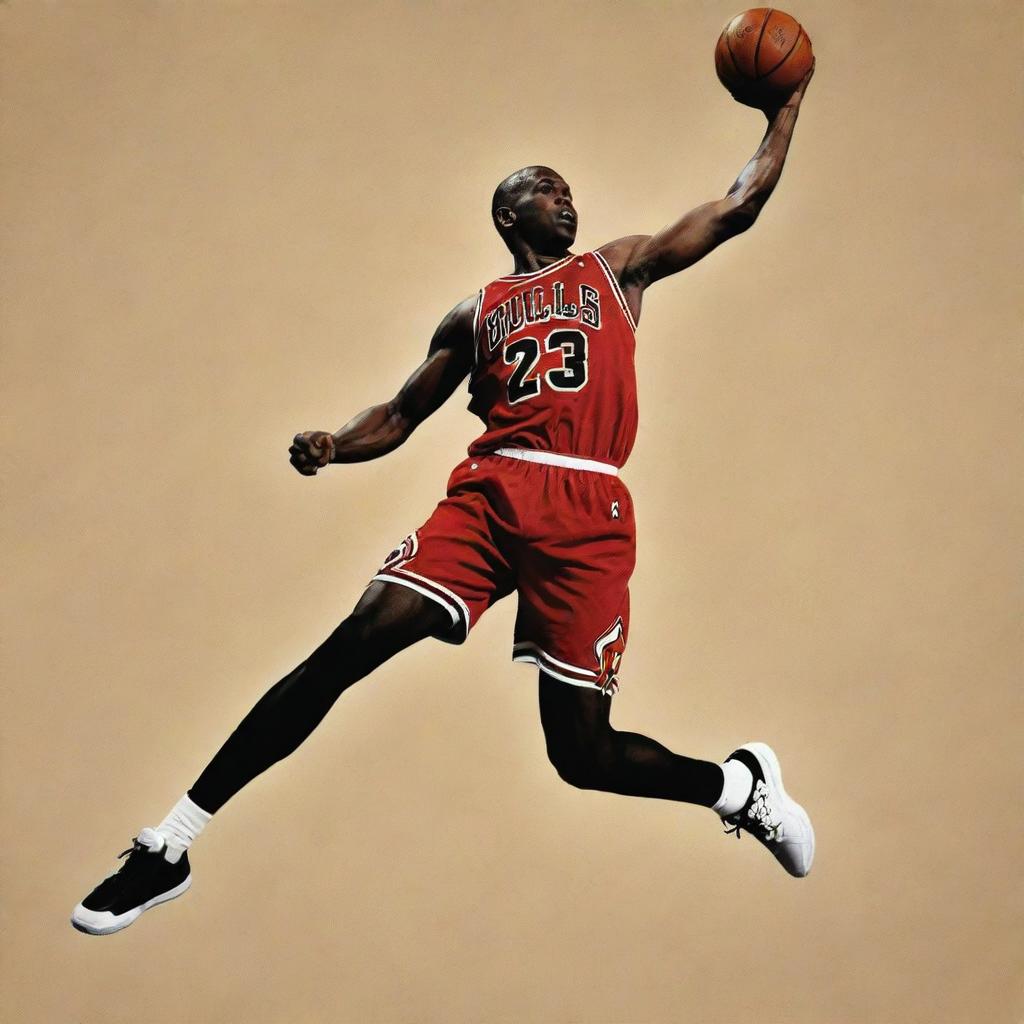 Create a Pop Art style image of Michael Jordan in his iconic jump pose.