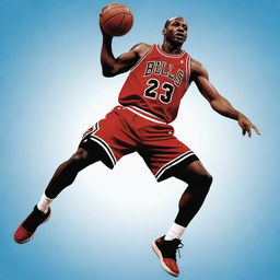 Create a Pop Art style image of Michael Jordan in his iconic jump pose.