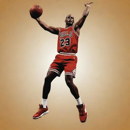 Create a Pop Art style image of Michael Jordan in his iconic jump pose.