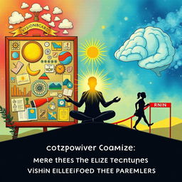a detailed miniatura illustrating the concept of three powerful visualization techniques to achieve goals