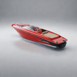 A compact and practical speed boat design that embodies the distinct design elements, bold colors, and recognizable logo of a Daihatsu car