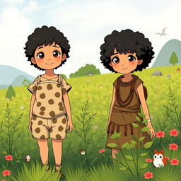 Two sisters depicted in a stylized anime manner with inspiration taken from Totoro's sister style