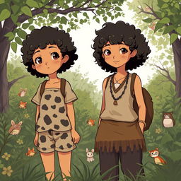 Two sisters depicted in a stylized anime manner with inspiration taken from Totoro's sister style