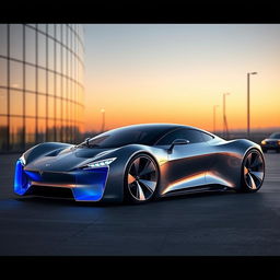 A futuristic Tesla supercar concept, showcasing an innovative and eco-friendly design