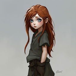 Elara is depicted in the style of DnD character art as a small, unassuming girl