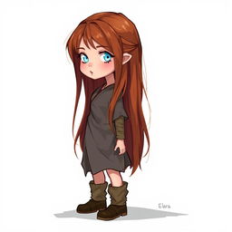 Elara is illustrated as a small, unassuming girl in the style of DnD character art