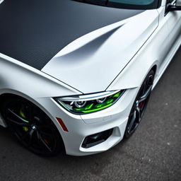 BMW 318i F30 in white with black rims and lime green calipers