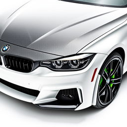 BMW 318i F30 in white with black rims and lime green calipers