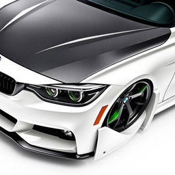 BMW 318i F30 in white with black rims and lime green calipers