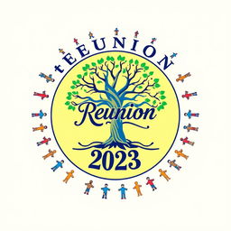 A vibrant and eye-catching T-shirt design for a reunion event