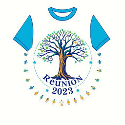 A vibrant and eye-catching T-shirt design for a reunion event