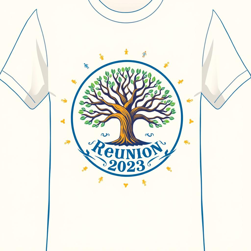 A vibrant and eye-catching T-shirt design for a reunion event