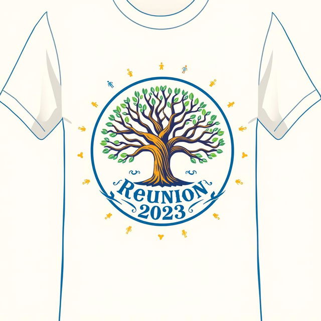 A vibrant and eye-catching T-shirt design for a reunion event