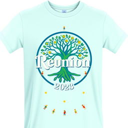 A vibrant and eye-catching T-shirt design for a reunion event