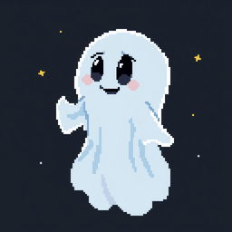 a ghost character in a 32bit 64x64 pixel art style, featuring a wispy, ethereal body with a slightly bluish tint