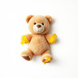 A 2D teddy bear doll affixed to a pristine white wall