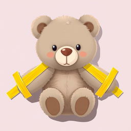 A 2D illustration of a teddy bear with its hands and legs fastened to a flat surface using yellow adhesive tape